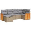 vidaXL 6 pcs conjunto de sof&aacute;s p/ jardim com almofad&otilde;es vime PE bege
