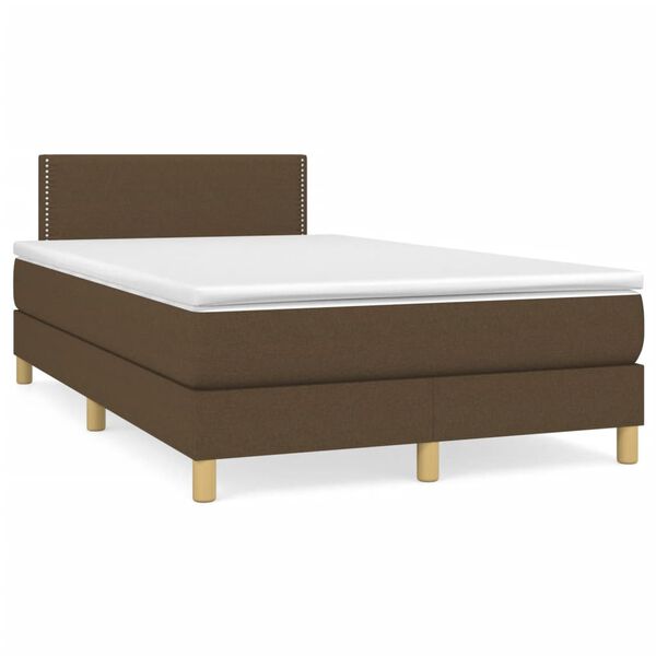 vidaXL Cama box spring c/ colch&atilde;o/LED 120x190cm tecido castanho-escuro