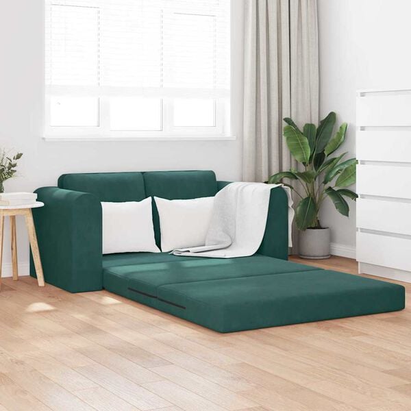 vidaXL Sof&aacute;-Cama 60cm Verde Escuro Veludo