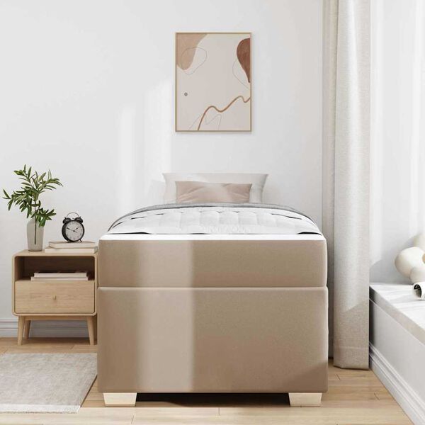 vidaXL Estrutura da Cama com colchão Cappuccino 80 x 200 cm tecido
