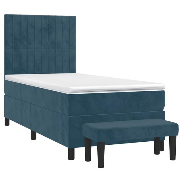 vidaXL Cama com molas/colch&atilde;o 90x190 cm veludo azul-escuro