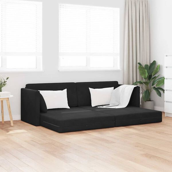 vidaXL Sof&aacute;-cama de ch&atilde;o 200cm Preto Veludo