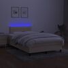 vidaXL Cama box spring c/ colch&atilde;o e LED 120x190 cm tecido cor creme