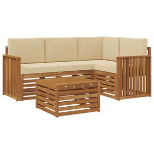 vidaXL Conjunto de Sof&aacute;s para Exterior 5 pcs Natural e Bege