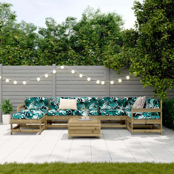 vidaXL 8 pcs conjunto sof&aacute;s de jardim madeira de pinho impregnada