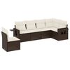 vidaXL 6 pcs conjunto de sof&aacute;s jardim c/ almofad&otilde;es vime PE castanho