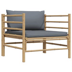 vidaXL Sof&aacute; para jardim com almofad&otilde;es cinzento-escuro bambu