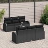 vidaXL Conjunto de Sof&aacute; de Jardim 7 pcs Preto Rattan e A&ccedil;o e Vidro