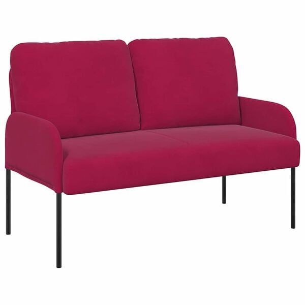 vidaXL Sof&aacute;s com almofada 110cm Vinho Vermelho Contraplacado