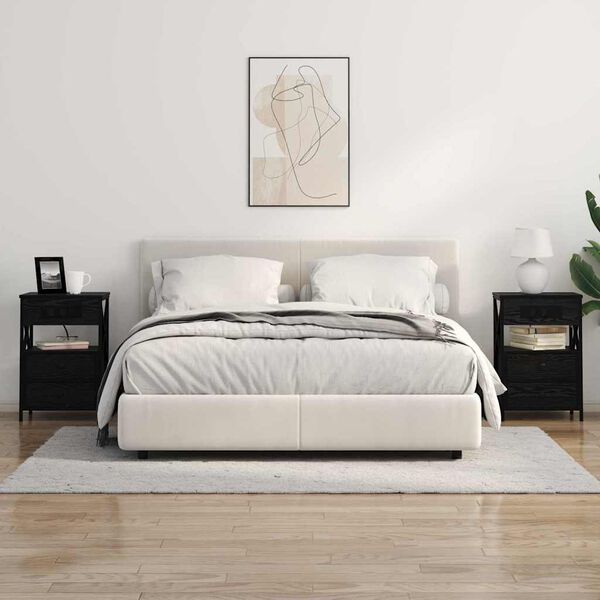 vidaXL Arm&aacute;rio de Cabeceira com gaveta Carvalho Preto 40 x 31 x 60 cm