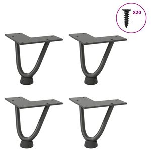 vidaXL Pernas de grampo para mesa de centro 4 pe&ccedil;as antracite 10 cm a&ccedil;o maci&ccedil;o