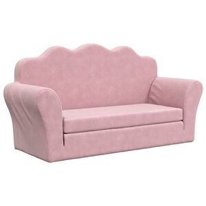 vidaXL Sof&aacute;-cama infantil de 2 lugares pel&uacute;cia macia rosa
