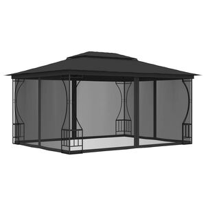 vidaXL Gazebo com redes 300x400x265 cm antracite