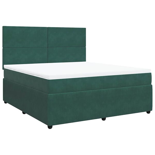 vidaXL Cama com molas/colch&atilde;o 180x200 cm veludo verde-escuro
