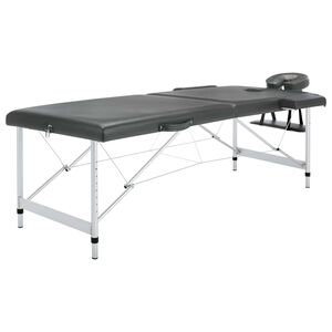 vidaXL Mesa massagens c/ 2 zonas estrutura alumínio 186x68cm antracite