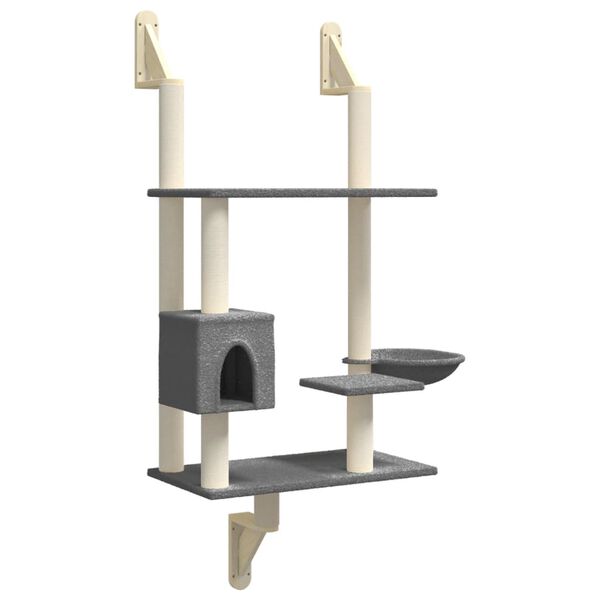 vidaXL &Aacute;rvore parede p/ gatos c/ poste arranhador 153 cm cinza-escuro