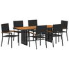 vidaXL Conjunto de Jantar para Jardim 7 unid. Preto vime PE