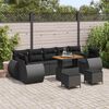 vidaXL Conjunto de Sof&aacute; de Jardim 10 pcs Preto vime PE
