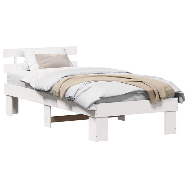 vidaXL Estrutura da Cama Branco 90 x 200 cm Madeira de Pinheiro S&oacute;lida
