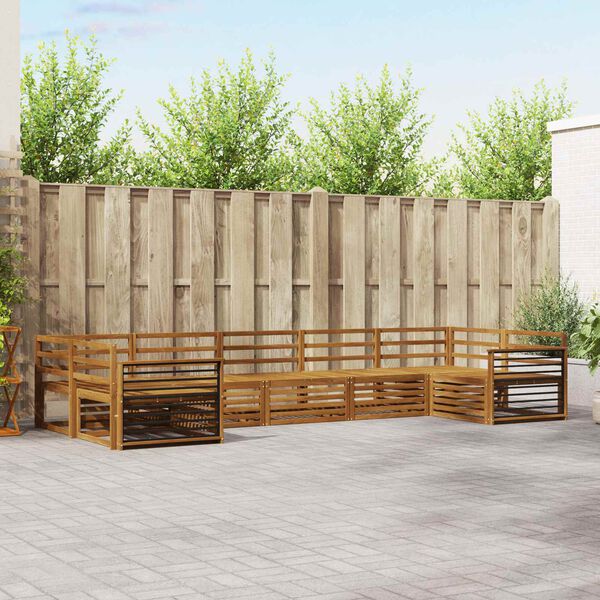 vidaXL Conjuntos de sof&aacute;s 7 pcs Natural Madeira S&oacute;lida de Ac&aacute;cia