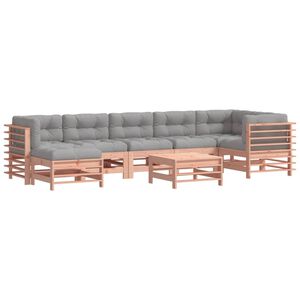 vidaXL 8 pcs conj. lounge jardim c/ almofad&otilde;es madeira douglas maci&ccedil;a