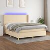 vidaXL Cama box spring c/ colch&atilde;o e LED 180x200 cm tecido cor creme