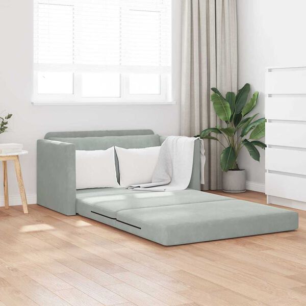 vidaXL Sofá-Cama Cinzento-claro 124 x 204 x 61 cm Veludo