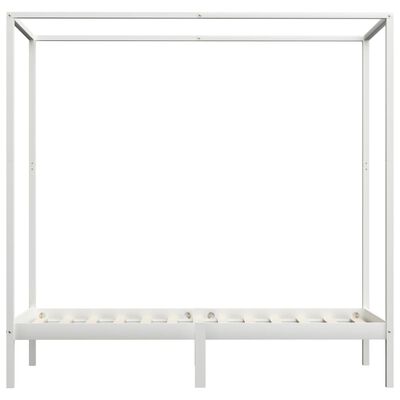 vidaXL Estrutura de cama com toldo 100x200 cm pinho maciço branco