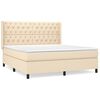 vidaXL Cama com molas/colch&atilde;o 160x200 cm tecido cor creme