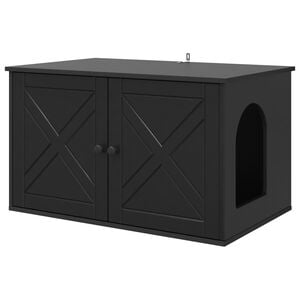 vidaXL Casa para Gatos Preto 85 x 55 x 50,5 cm Derivados de Madeira