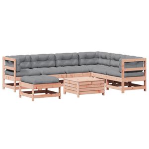 vidaXL 8 pcs conj. lounge jardim c/ almofad&otilde;es madeira douglas maci&ccedil;a