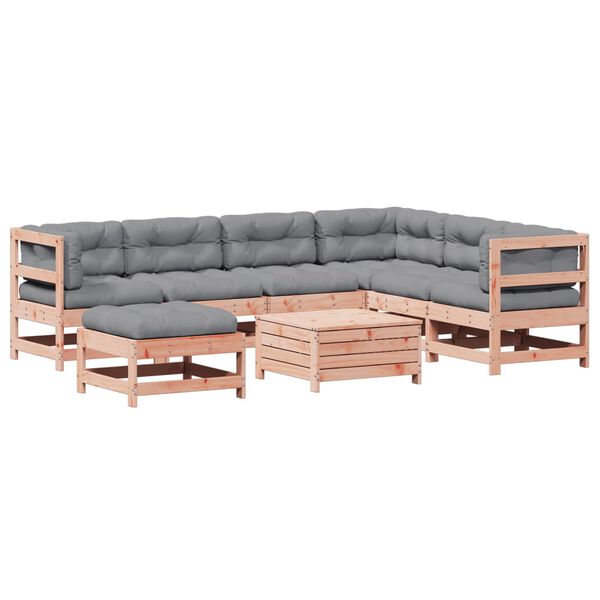 vidaXL 8 pcs conj. lounge jardim c/ almofad&otilde;es madeira douglas maci&ccedil;a