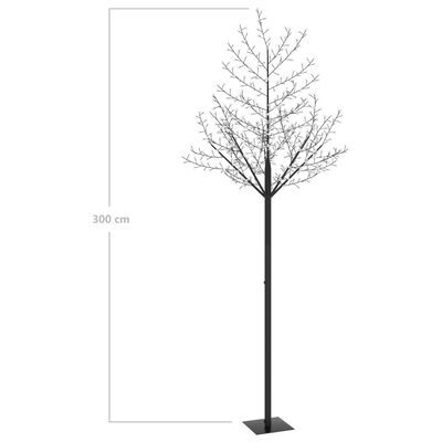 vidaXL Árvore de Natal 600 LED flor cerejeira luz branco quente 300 cm