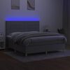vidaXL Cama box spring c/ colch&atilde;o e LED 180x200 cm tecido cinza-claro