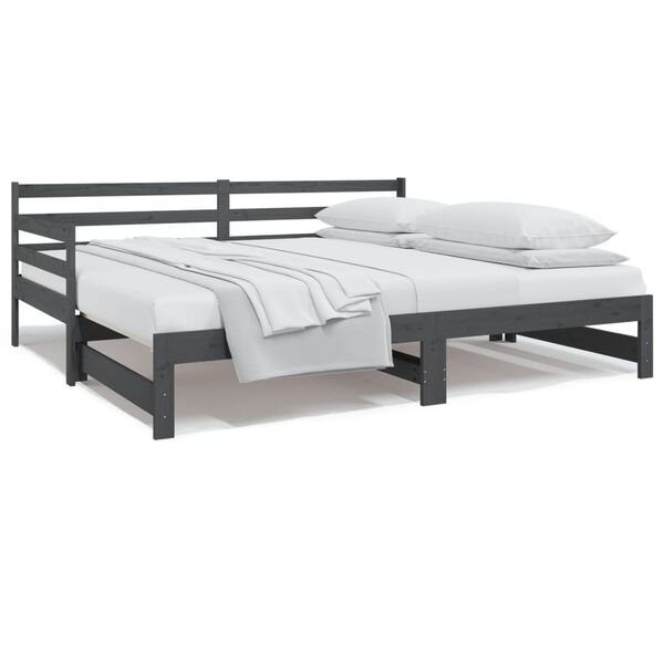 vidaXL Sof&aacute;-cama de puxar 2x(80x200) cm pinho maci&ccedil;o cinza