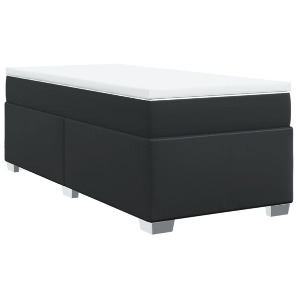 vidaXL Cama com molas/colch&atilde;o 80x200 cm couro artificial preto