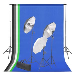 vidaXL Kit de est&uacute;dio fotogr&aacute;fico com fundo e conjunto de ilumina&ccedil;&atilde;o