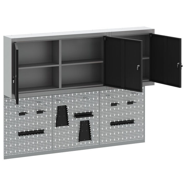 vidaXL Conjunto de Arm&aacute;rio de Ferramentas e Pegboard 5 pcs Preto