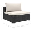 vidaXL 8 pcs conjunto lounge de jardim c/ almofadões vime PE preto