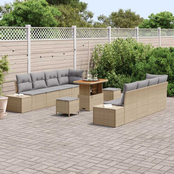 vidaXL Conjunto de Sof&aacute; de Jardim 11 pcs Bege e Cinza Claro