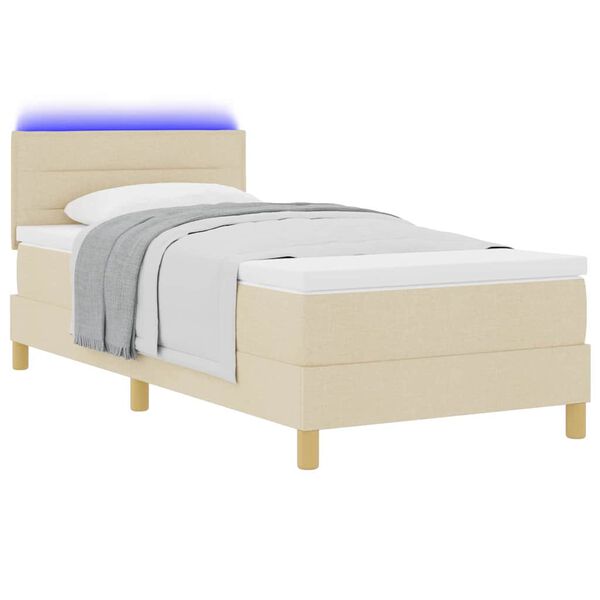 vidaXL Cama Box Spring LED com colch&atilde;o Creme 100 x 200 cm tecido