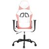 vidaXL Cadeira gaming massagens couro artificial branco e rosa