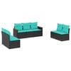 vidaXL Conjunto de sof&aacute; de jardim com 7 pe&ccedil;as e almofadas em rattan sint&eacute;tico preto