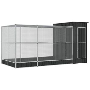 vidaXL Avi&aacute;rio com Extens&atilde;o Prata 416x203x216 cm A&ccedil;o