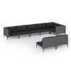 vidaXL 8 pcs conj. lounge jardim c/ almofad&otilde;es vime PE cinzento-escuro