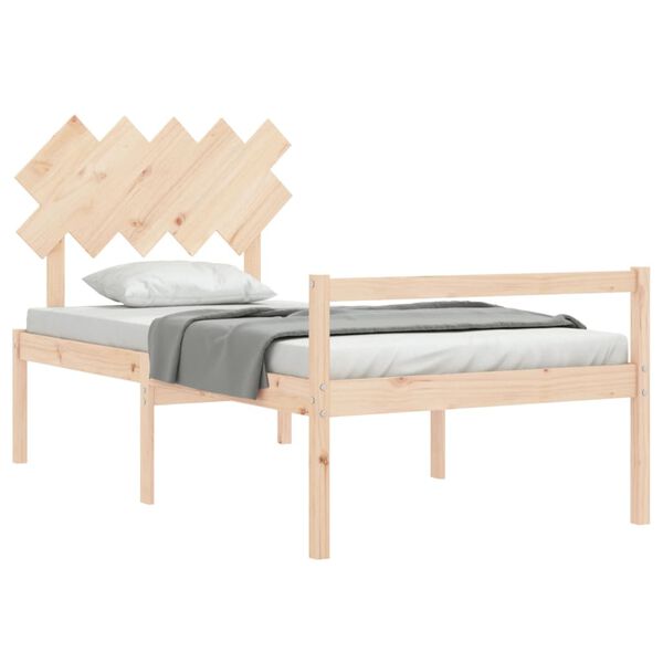 vidaXL Cama para idosos com cabeceira 100x200 cm madeira maciça