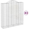 vidaXL Cestos gabi&atilde;o arqueados 3pcs 200x50x200/220cm ferro galvanizado
