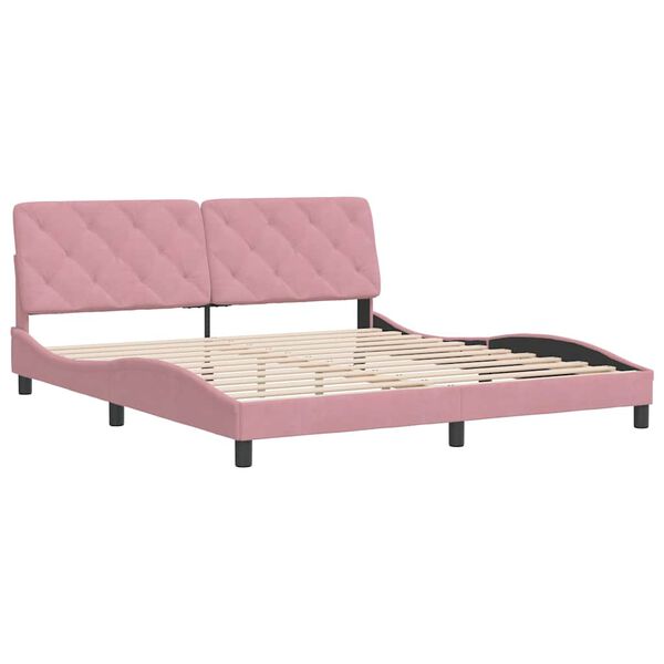 vidaXL Estrutura de cama sem colch&atilde;o 180x200 cm veludo rosa