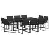 vidaXL 11 pcs conj. de jantar p/ jardim c/ almofad&otilde;es textilene preto
