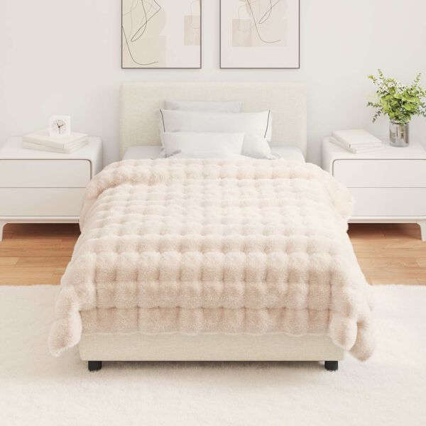 vidaXL Cobertor de Peles de Coelho 4 pcs Bege 130 x 150 cm Poli&eacute;ster